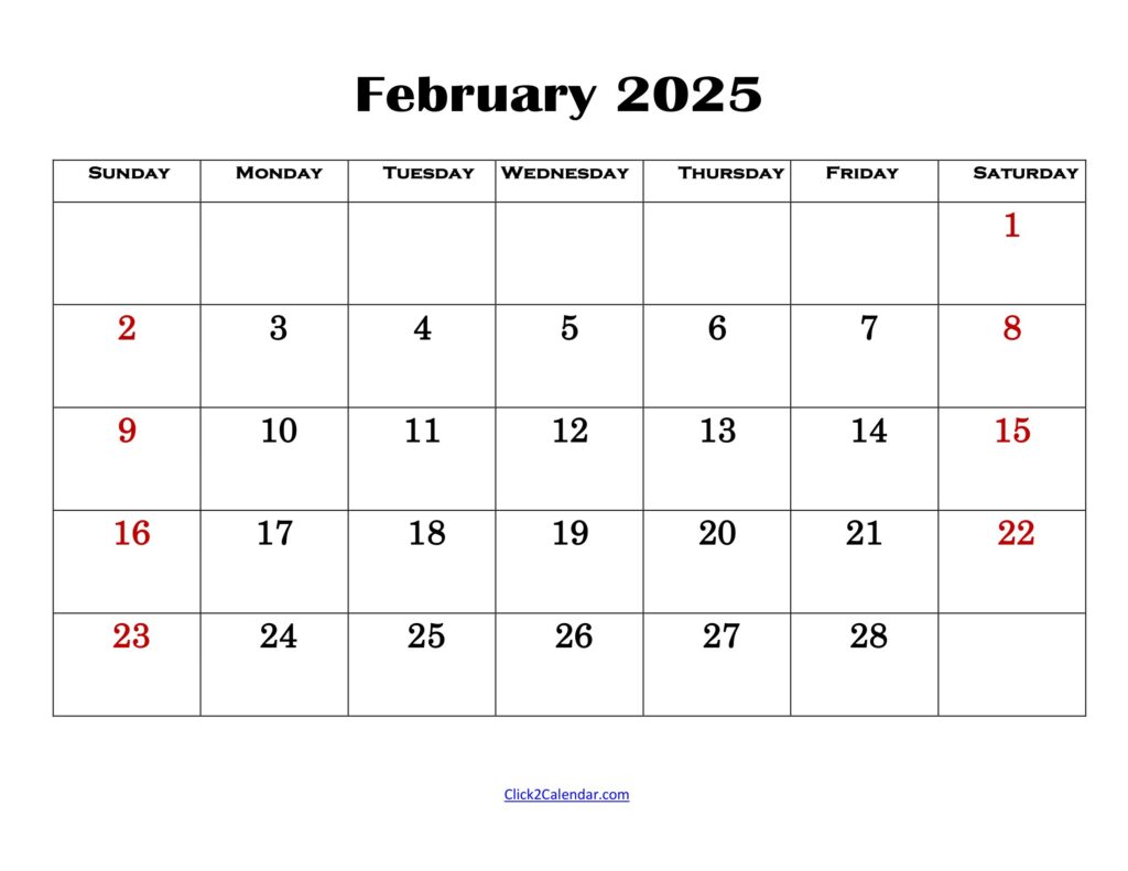 February 2025 Simple Calendar
