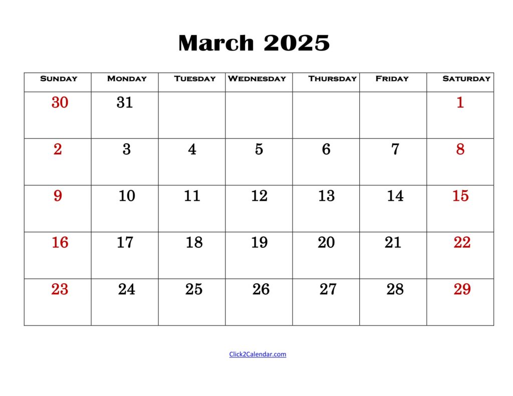 March 2025 Simple Calendar