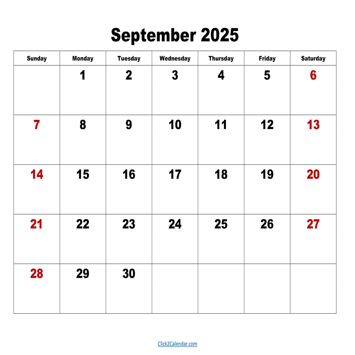 September 2025 Calendar Printable